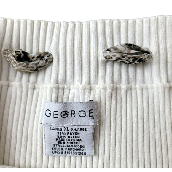 George Womans Cream Rib Knit Top and Vintage Style Accent Scarf size XL  JH1065 - Picture 3 of 4